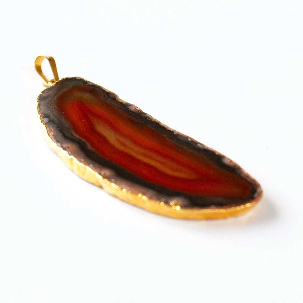 Gold Dipped Agate Slice Pendant